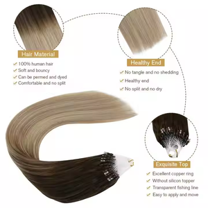 Extensions de cheveux naturels européens vierges, lisses, ombrés <span class=keywords><strong>beige</strong></span> blond, 10-26 pouces, finition naturelle, micro-anneaux, best-seller d'usine - Product Image 3