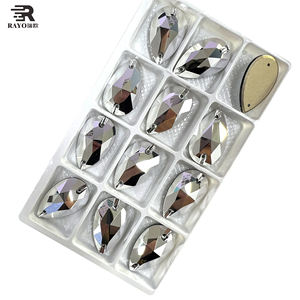 Strass en verre cristal en forme <span class=keywords><strong>de</strong></span> goutte d'eau, haute qualité K9, à dos plat, phosphorescents, écologiques, pour la couture sur tissu - Product Image 2