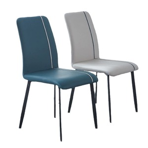 Chaise de salle à manger en cuir minimaliste moderne avec dossier pour la maison, le restaurant, les réunions, options de couleurs vert, beige, orange - Product Image 4