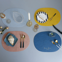 En gros personnalisé imprimé cuisine durable étanche chaleur Restaurant rond ovale Table tapis Faux cuir PU napperon
