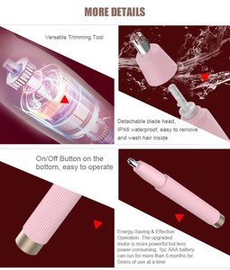 Beauty Battery Powered Plastic Hair <strong>Trimmer</strong> Eyebrow Nose Ear Body Hair Trimming Remover For Women Men Household Use Dual Blades - Product Image 4