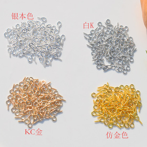 Vis à œil pour bijoux, formes variées, en fer plaqué, pour la fabrication de bracelets, 200 pièces par sac - Product Image 3