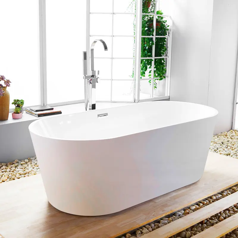 Hotel Freestanding Acrylic Bath tub Solid Surface Outdoor Bathtubs Soaking Baths