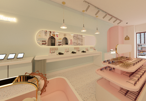 Tienda óptica Renderizado 3D con exhibición de montaje Mostrador central de muebles con bandejas Mostrador de exhibición de góndola de tienda - Product Image 6