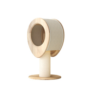 Maison pour <span class=keywords><strong>chat</strong></span> minimaliste multifonctionnelle en forme de goutte d'eau, griffoir en sisal, lit pour <span class=keywords><strong>chat</strong></span> en bois de caoutchouc pour chats d'intérieur - Product Image 1