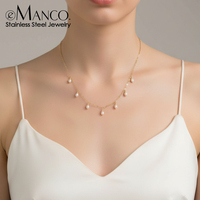Collier pendentif en acier inoxydable plaqué or eManco avec perle simulée, chaîne à maillons, cadeau de fiançailles