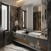 Armoire de toilette murale de style japonais de 48 pouces pour salles de bains, lavabos doubles