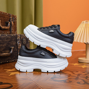 Zapatillas Deportivas de Cuero Blanco Cómodas para Mujer, Primavera-Otoño 2026, Ligeras, Antideslizantes, con Plataforma de 8.5CM y Tacón Elevado - Product Image 4