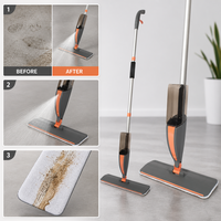 Serpillère à pulvérisation rechargeable avec réservoir transparent, nettoyage sans se pencher, hauteur 127 cm, tampon en microfibre lavable, pour la maison