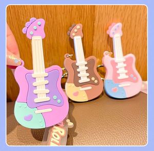 Wholesale Guitar Keychain <b>Cute</b> Fashion Musical Instrument Keychain PVC Bag Charm Pendant Accessories <b>Keyring</b> Gifts - Product Image 2