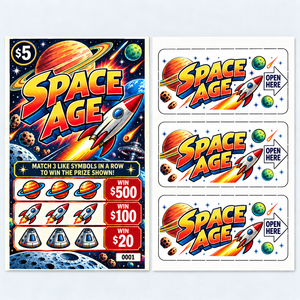 Cartes de jeu premium pour collectes de fonds, étanches, à languette détachable, avec thème personnalisé, design de jeu gagnant, numéros de série, carte à déchirer - Product Image 2