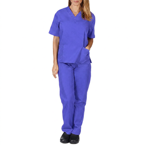 Conjunto de Uniforme Médico Azul Marino con Cuello en V, Blusa de Manga Corta y Pantalones, Ropa de Trabajo para Enfermería - Product Image 5