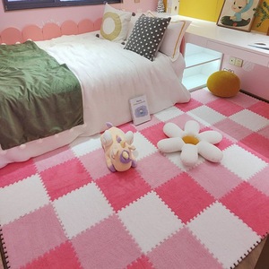 Alfombra de Felpa con Diseño de Patchwork, Rectangular, Antideslizante, para Dormitorio, Estudio, Balcón, Material de Algodón, Fácil de Limpiar - Product Image 1
