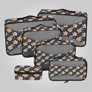 Ensemble de 6 cubes de compression personnalisés pour bagages, motif fleur d'hibiscus hawaïenne, organisateur de vêtements en maille - Product Image 1