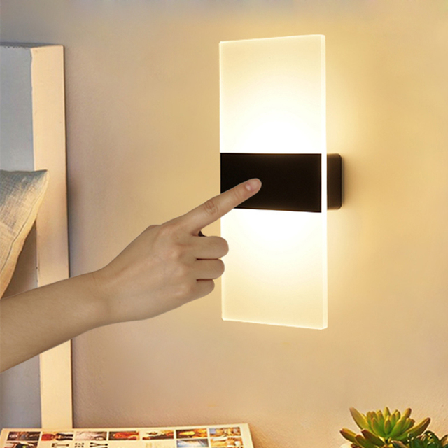 Motion Sensor Switch Indoor Acrylic Night Lights Bedroom Bedside Wall Sconce Nordic LED Wall Light USB Recharge Wall Lamp Touch