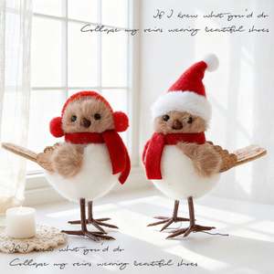 Decoración Navideña para el Hogar, Adorno Colgante de Árbol de Navidad con Lindo Pájaro de Peluche, Decoración Artesanal de Pareja de Osos para Fiesta de Navidad, Regalo de Santa - Product Image 5