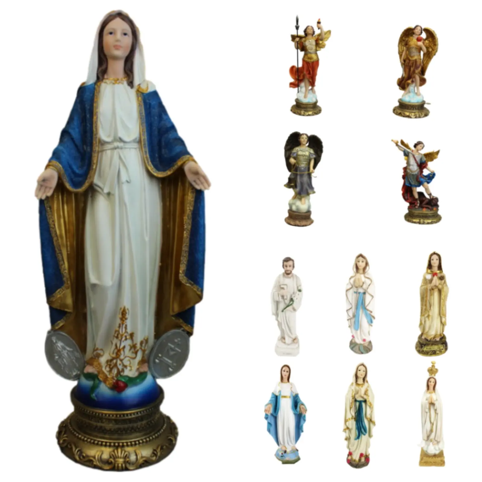 Figuras de arte personalizadas de poliresina, artículos de decoración de Ángel para manualidades religiosos