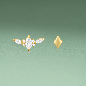 CANNER 925 Sterling Silver 18K Gold Plated Zircon Single Diamond Geometric <b>Earrings</b> for <b>Girls</b> - Product Image 3