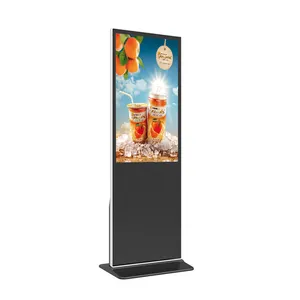 Layar LCD Besar Totem Tampilan Digital Iklan Layar LCD Super Tipis Penyangga Terbaru Teknologi Dalam Ruangan 55 Inci