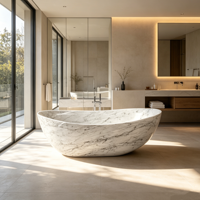 Baignoire en marbre de Dolomite de Carrare personnalisée, moderne, polie, écologique, durable, pour salle de bain, chambre, intérieur, maison, villa, vente en gros