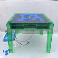 Table de Mahjong Électrique Flottante Américaine de Luxe Moderne avec Mélangeur Automatique, Pieds en Acrylique et Tapis Personnalisé pour le Poker et les Jeux d'Hasard