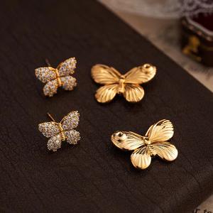 Alta calidad mujeres hermosa joyería de moda de lujo dorado niñas circón mariposa ala Stud pendientes - Product Image 3