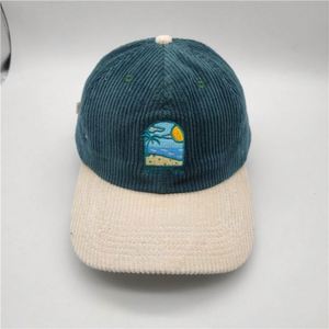 Gorra de Béisbol Personalizada de 6 Paneles, de Pana de Algodón Verde, Sin Estructura - Product Image 2