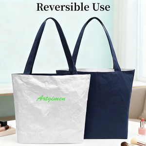 Bolsa <span class=keywords><strong>de</strong></span> Mano Reversible <span class=keywords><strong>de</strong></span> Papel Tyvek con Correa en Contraste, Impermeable, Resistente a las Arrugas, Ecológica, Bolsa <span class=keywords><strong>de</strong></span> Hombro <span class=keywords><strong>de</strong></span> Lona, Bolsa <span class=keywords><strong>de</strong></span> Compras Resistente - Product Image 1