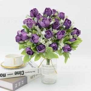 Bouquet de roses artificielles en soie Donghe, 7 têtes, rouge perle, décorations pour mariage et maison - Product Image 4