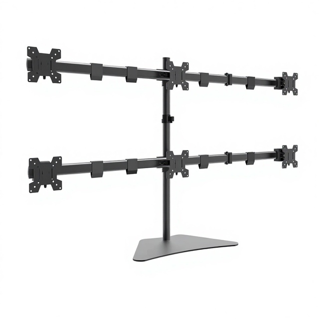 6-Monitor Desktop Mount Stand for 15-30 Inch Screens, VESA 75x75/100x100, 8KG Capacity (T600)