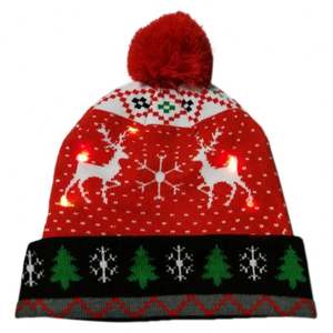 I-0111 Nouveaux chapeaux à pompon lumineux pour fête de Noël d'hiver, chapeaux lumineux à LED, bonnets en tricot lumineux pour femmes, chapeaux de Noël à LED - Product Image 3