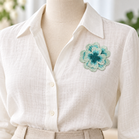 Applique brodée 3D trèfle à quatre feuilles menthe, fleur en dentelle soluble dans l'eau à coudre pour vêtements, robes, sacs et projets DIY