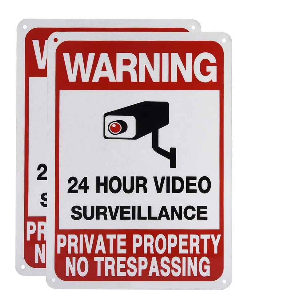ป้ายติดกล้องรักษาความปลอดภัยแบบไม่มีการบุกรุกสัญญาณวิดีโอกลางแจ้งสัญลักษณ์กล้องรักษาความปลอดภัยพิมพ์ UV สำหรับบ้านธุรกิจ