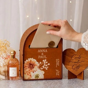 Personalized Engraved Wooden <b>Wedding</b> <b>Gift</b> <b>Box</b> Custom Made For <b>Wedding</b> Favor Rectangle Shape 4 Color Printing Laser Cut - Product Image 3