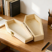 Ataúd Grande de Madera Natural de Pino sin Acabado para Mascotas, Caja de Almacenamiento DIY para Gatos y Perros