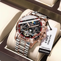 POEDAGAR 1410 Montre automatique squelette de luxe avec tourbillon, affichage des phases lunaires et de la date, pour homme