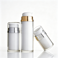 Flacon pompe airless en acrylique blanc nacré personnalisable 30ml 50ml 100ml, emballage cosmétique sous vide, pot à crème givré
