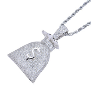 Colar com pingente ouro 14k rq, colar com pingente cheio de gelo para homens e mulheres - Product Image 5