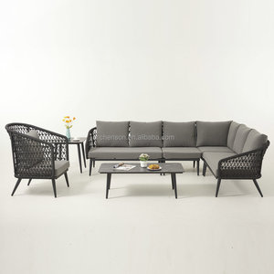 Conjunto de Sofás Esquineros en Forma de L para Hoteles - Sofá de Exterior de Grado Comercial para Uso en Comedores y Parques, Estructura Metálica Resistente - Product Image 2