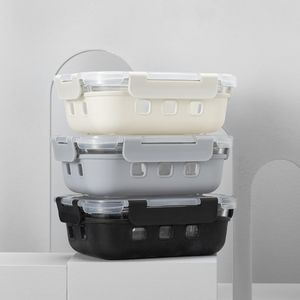 Boîte à bento étanche sans BPA avec couvercle en verre borosilicate haute résistance et <span class=keywords><strong>joint</strong></span> en silicone, contenants de préparation des repas compatibles micro-ondes avec manchon - Product Image 3