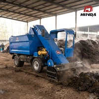 Machine à balayer le fumier de vache compacte HINDA, diesel, 78 CV, 5 m, maniable, grattoir automatique, collecteur pour les petits enclos de bétail et de volailles