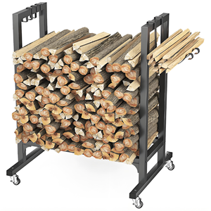 Support à <span class=keywords><strong>bois</strong></span> <span class=keywords><strong>de</strong></span> chauffage compact et moderne en fer noir pour <span class=keywords><strong>cheminée</strong></span>, <span class=keywords><strong>rangement</strong></span> <span class=keywords><strong>de</strong></span> bûches et organisateur <span class=keywords><strong>de</strong></span> préparations <span class=keywords><strong>de</strong></span> feu - Product Image 1