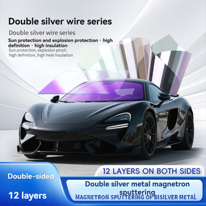 Film solaire pour voiture complète - Série double fil argenté, base en PET, revêtement métallique, <span class=keywords><strong>pare</strong></span>-<span class=keywords><strong>brise</strong></span>, protection contre la chaleur élevée et les UV, ajustement universel, Guangdong - Product Image 1