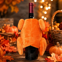 Housse de bouteille de vin en forme de dinde de Thanksgiving, décoration de table pour la récolte d'automne, réutilisable, faite à la main, en peluche, écologique, best-seller