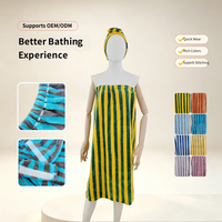 Serviette de Bain Tricotée en Polyester Portable, Jupe de Spa Rayée en Microfibre Peluche, Séchage Rapide, Ultra Absorbante, pour la Salle de Bain et la Maison, pour Femme