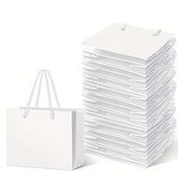 Sacs cadeaux en papier blanc personnalisés avec logo, en carton, avec poignée noire, pour l'emballage de vêtements, de perruques, boîte d'emballage