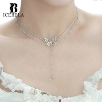 Unique polyvalent haut de gamme bijoux fins en gros 925 en argent Sterling goutte d'eau papillon gland pendentif colliers pour les femmes