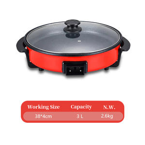 Rond Ménage Polyvalent Rouge <span class=keywords><strong>Pizza</strong></span> Pan Cuisinière Électrique <span class=keywords><strong>Pizza</strong></span> Poêle À Frire Cuisson Tartes - Product Image 2