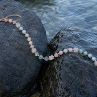 Collier Pendentif Cœur en Quartz Rose Naturel, Perles de Pierre de Soleil, Breloque Étoile, Plaqué Or, Bijoux Bohèmes Personnalisés