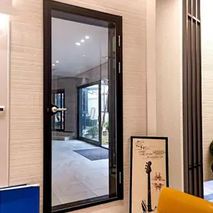 Desain Kustom dan Ukuran Entri Eksterior Ruang Bawah Tanah Pintu Kaca Mahoni Depan Baru untuk Rumah
